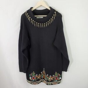 VTG SUMMIT HILL Black Embellished Sweater Size M